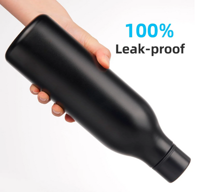 AquiorFilters Black Insulated Water Bottle with Strap – 25oz Stainless Steel, Leak-Proof and Portable